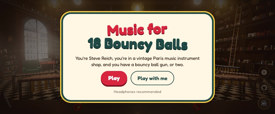 Music for 18 Bouncy Balls, in a Paris music shop