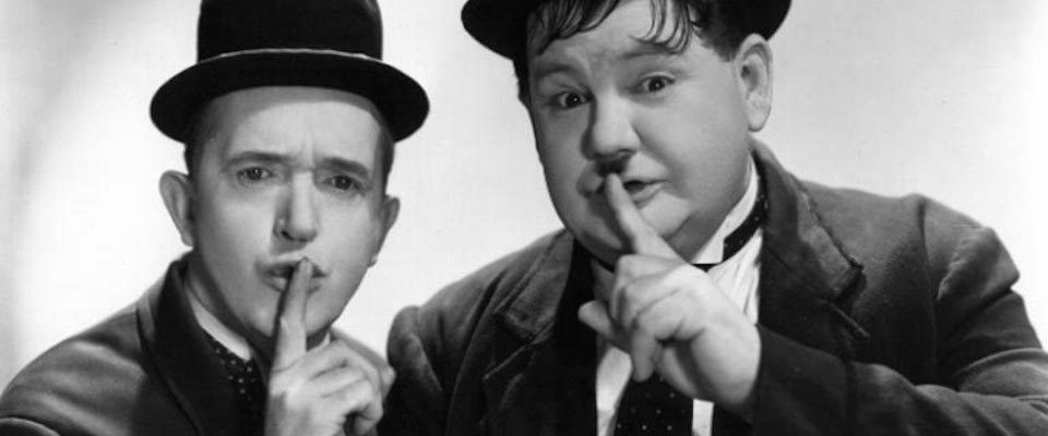 Laurel and Hardy, shushing