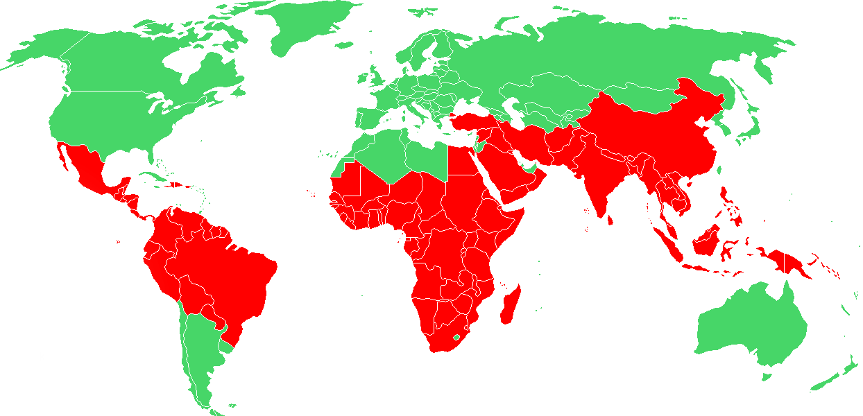 Worldwide malaria risk