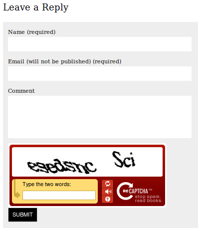 reCAPTCHA on form